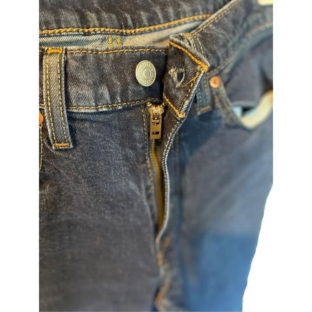 Levis Men's Blue Mid Rise Full Length Dark Wash Slim Fit Denim Jeans Size 31x32